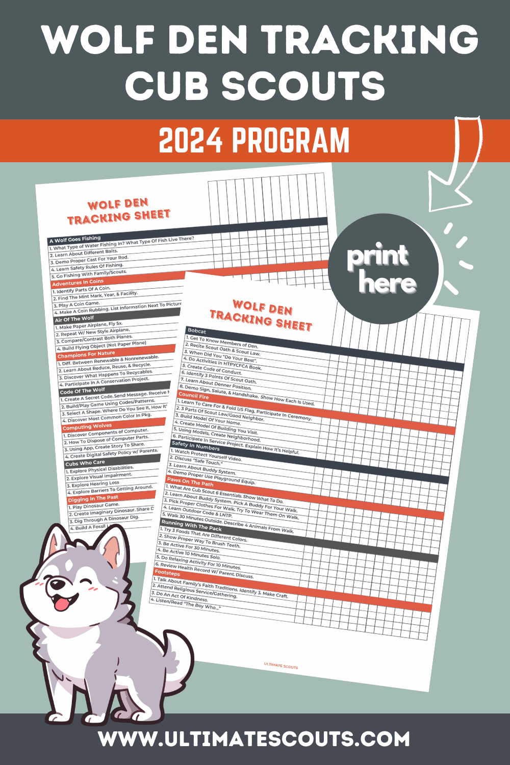 Wolf Den Tracking Printable