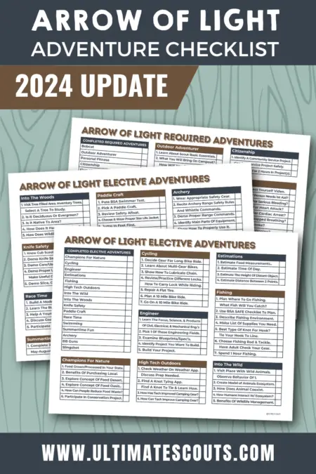 Arrow of Light Adventure Checklist Printable