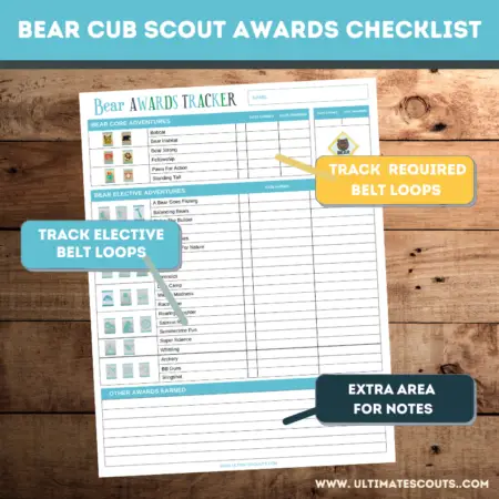 Bear Award Checklist Printable