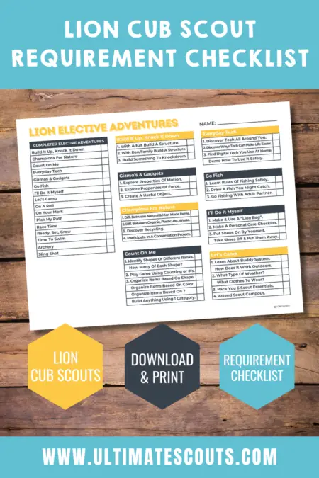 Lion Cub Scout Adventure Checklist Download