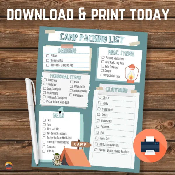 Camp Packing List For Kids Printable