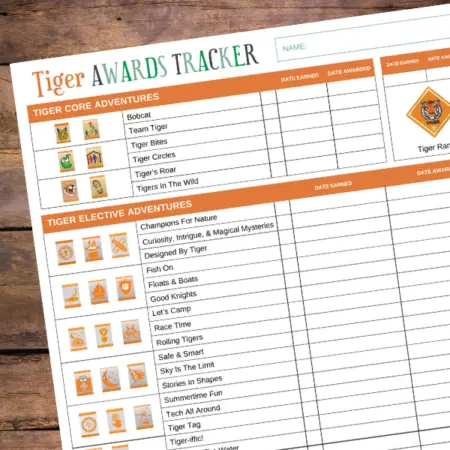 Tiger Awards Tracker Printable