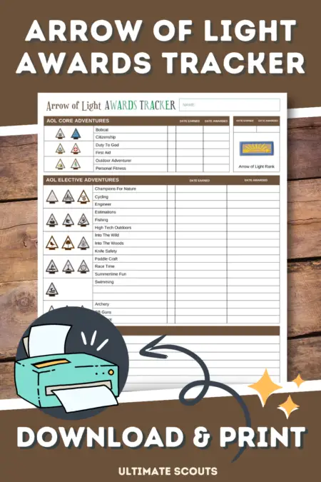 Arrow of Light Awards Tracker Printable