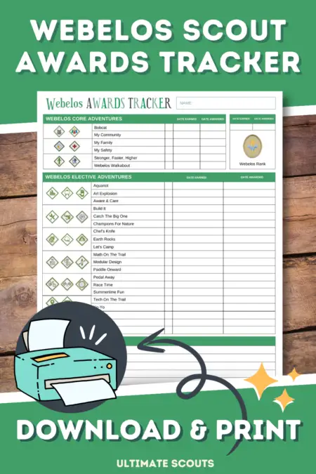 Webelos Awards Tracker Printable